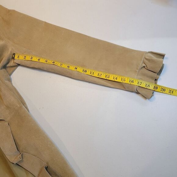 Boston Proper 90s Y2k Tan Suede Leather Trench Long Duster Jacket Boho Western - Picture 13 of 16